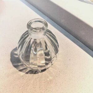 Small Ribbed Glass Vase | Clear Decorative Bud Vase